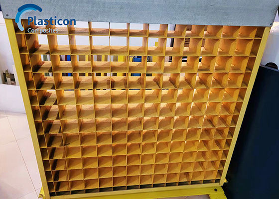 2m ความยาว FRP Grating สีเหลือง Fiberglass เสริมปลาสติก Grating