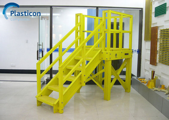 โปรไฟล์ FRP สีเหลือง 60MPa-80MPa ผลิตภัณฑ์ FRP กระชับกระชับ